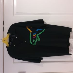 Greg Norman Black Golf Shirt with Shark Graphic
